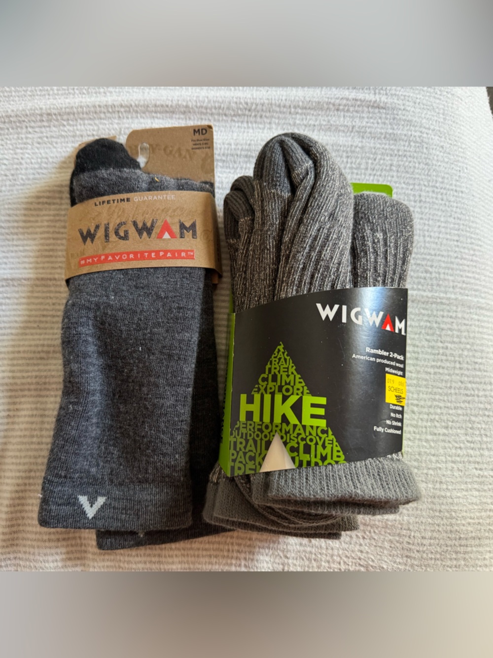 Wigwam Unisex  Gray Hike Performance Socks - 3 pairs total